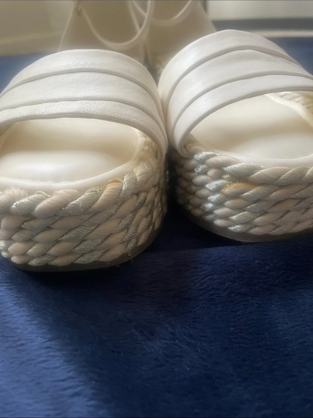 Franco Sarto A-Via espadrille. Cream leathers SZ 7.5